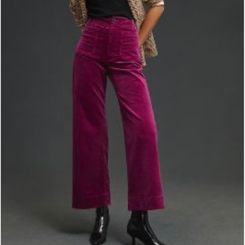 Maeve the colette cropped wide leg corduroy pants, color-grape
